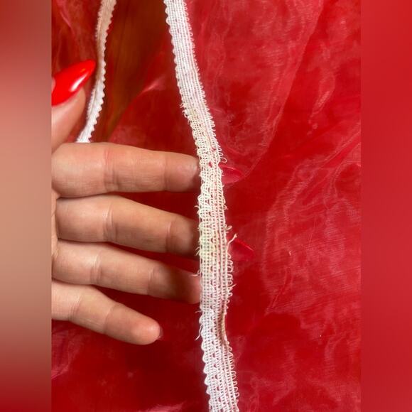 60s Vintage Sheer Red Nylon Three piece babydoll set - Picture 4 of 7